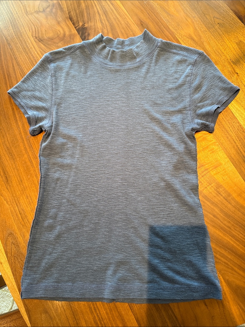 Anthropologie Short Sleeve Mock Neck Tee in Slate Blue